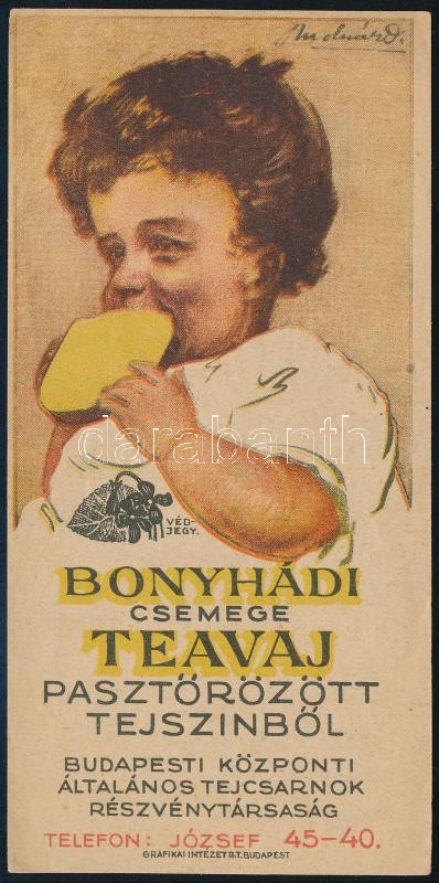 Bonyhádi csemege teavaj számolócédula
