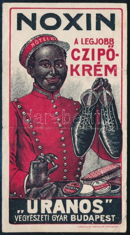 Noxin cipőkrém számolócédula, hajtott