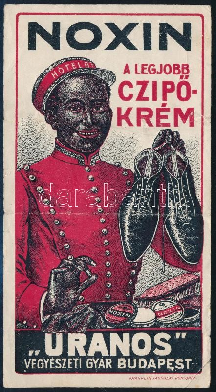 Noxin cipőkrém számolócédula, hajtott
