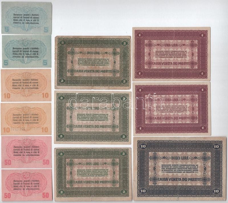 Olaszország / Velence / Osztrák-magyar megszállás 1918. 5c-10L (12db/6xklf) T:I-III- Italy / Venice / Austro-Hungarian Occupation 1918. 5 Centesimi - 10 Lire (12pcs/6xdiff) C:UNC-VG - Image 2