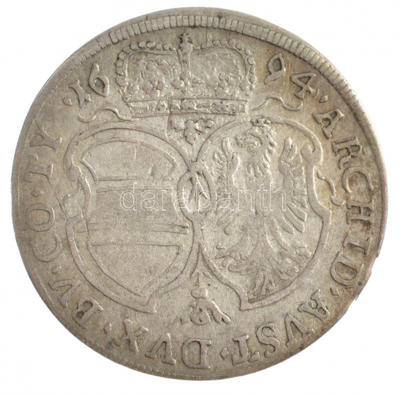 Ausztria 1694. 15kr Ag 'I. Lipót' (6,21g) Hall T:2-,3 Austria 1694. 15 Kreuzer Ag 'Leopold I' (6,21g) Hall C:VF,F Krause KM#1289