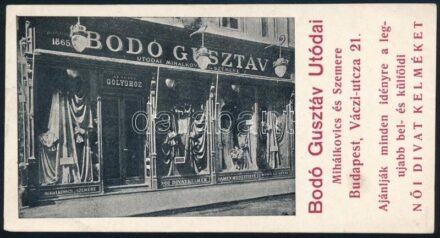 Bodó Gusztáv női divat számolócédula
