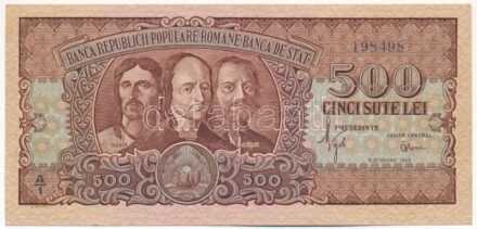 Románia 1949. 500L ' A/1 198498' T:III szép papír Romania 1949. 500 Lei 'A/1 198498' C:F fine paper Krause P#86