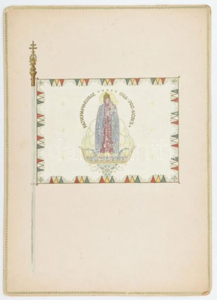 Jelzés nélkül, 1900-1930 körül: Patrona Hungariae, ora pro nobis. Vegyes technika, karton, kissé kopott. 50x33 cm