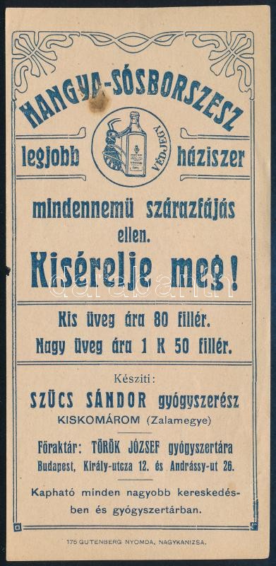 Hangya sósborszesz számolócédula