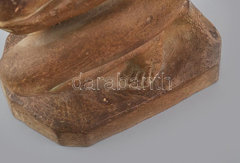 Kőműves László: Art Deco akt. Terrakotta, jelzett, kopásnyomokkal, 1930 körül, m: 29 cm - Image 3