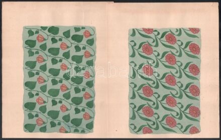 Jelzés nélkül: 4 db dekoratív szecessziós ornamentika, 1910 körül. Akvarell, papír, jelzés nélkül, lap széle helyenként kissé foltos és kissé sérült, 26×22 cm körüli méretekben