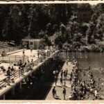 1939 Szováta-fürdő, Bai Sovata; Medve tó, strand / lake, spa. Foto Körtesi, photo
