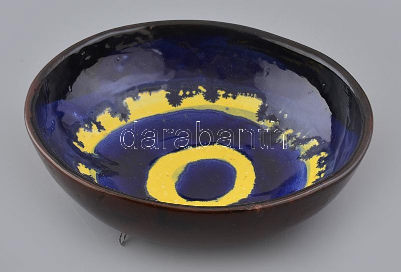 Retró kerámia tál, jelzés nélkül, hibátlan, d: 19 cm