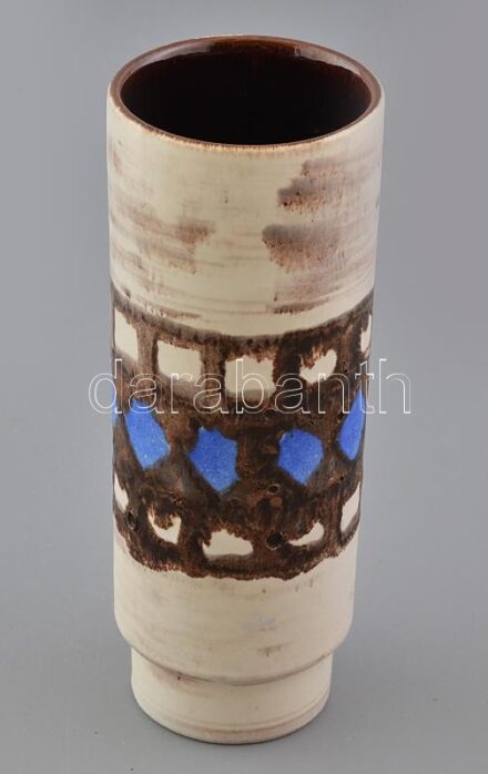 Retró kerámia váza, jelzés nélkül, hibátlan, m: 25 cm