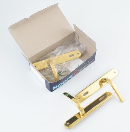 Modern réz kilincs, 1 pár + 1 db, újszerű, tartozékokkal, eredeti dobozában