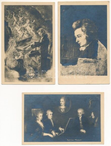 MOZART - 3 db régi képeslap / 3 pre-1945 postcards