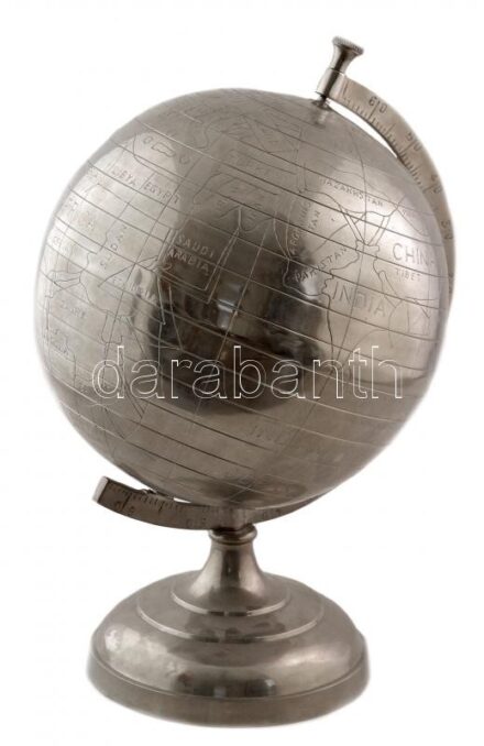 Óriás fém földgömb, dísztárgy 55 cm