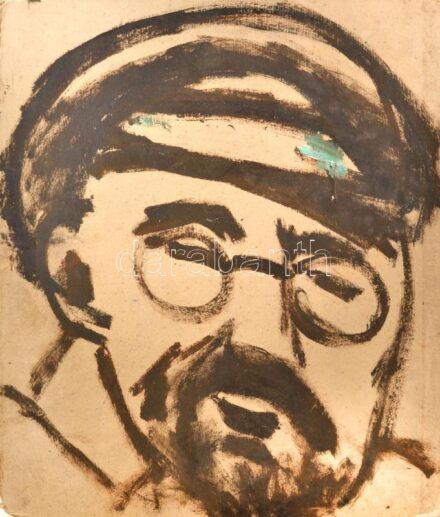 Csepeli Németh Miklós (1934-2012): Portré. Olaj, karton. Jelzés nélkül. 55x49 cm