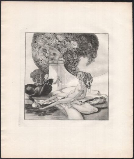 Franz von Bayros (1866-1924): Erotikus Heliogravúr, papír, jelzett a nyomaton Choisy Le Conin 15 ×16 cm