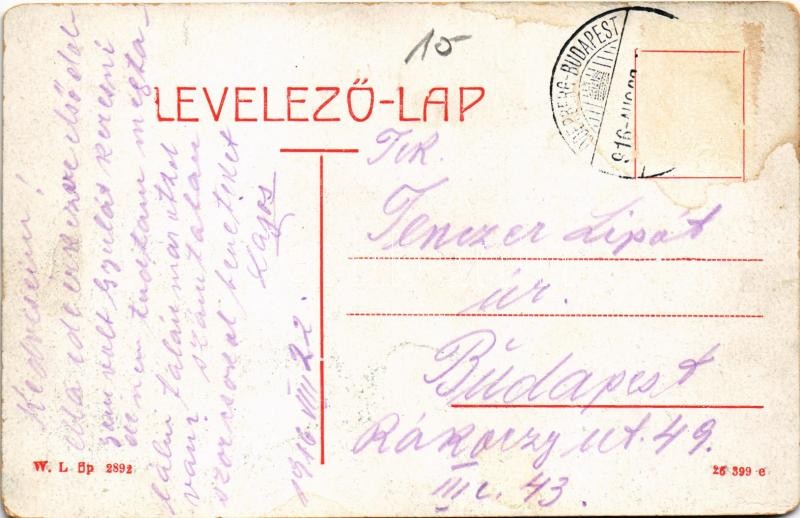 1916 Késmárk, Kezmarok; látkép, Thököly vár. W.L. Bp. 2892. / general view, castle (kopott sarkak / worn corners) - Image 2