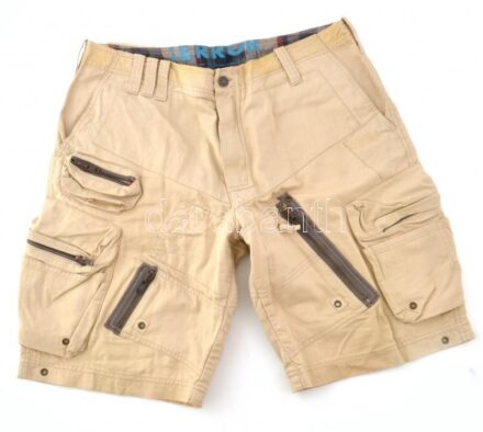 Error márkájú vászon férfi rövidnadrág, bézs színű, sok zsebbel, nagy méret (33'), használatlan