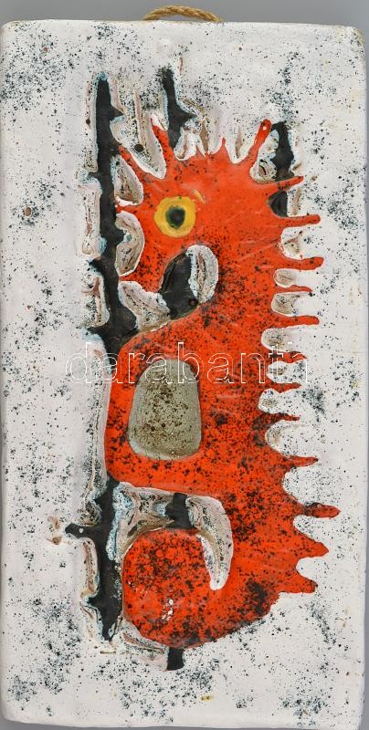Jelzés nélkül: Csikóhal. Kerámia falplasztika, hibátlan, 28x14,5cm