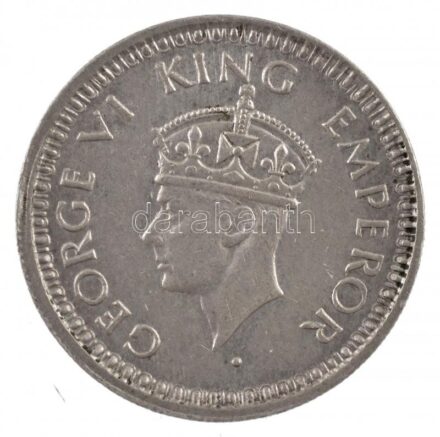 Brit-India 1945. 1/4R Ag 'VI. György' kis méretű 5-ös T:2 British India 1912. 1 Rupee Ag 'George VI' small size 5 C:XF Krause KM#547