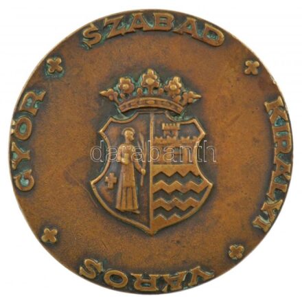 Boldogfai Farkas Sándor (1907-1970) ~1940. 'Győri Országos Dalosverseny / Győr, Szabad Királyi Város' kétoldalas bronz emlékérem (80mm) T:2,2- patina, ü. karc / Hungary ~1940. 'National Song Contest in Győr / Free Regal City of Győr'