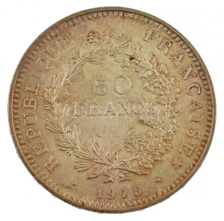 Franciaország 1975. 50Fr Ag 'Herkules csoport' T:1- patina France 1975. 50 Francs Ag 'Hercules group' C:AU patina Krause KM#941.1
