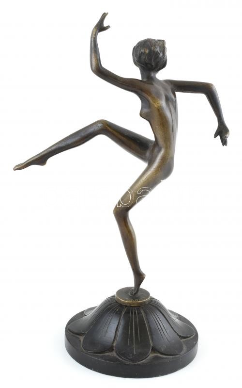 Bakonyi Sándor (1892-1937): Art deco táncos. Bronz fa alapon 32 cm jelzett - Image 3