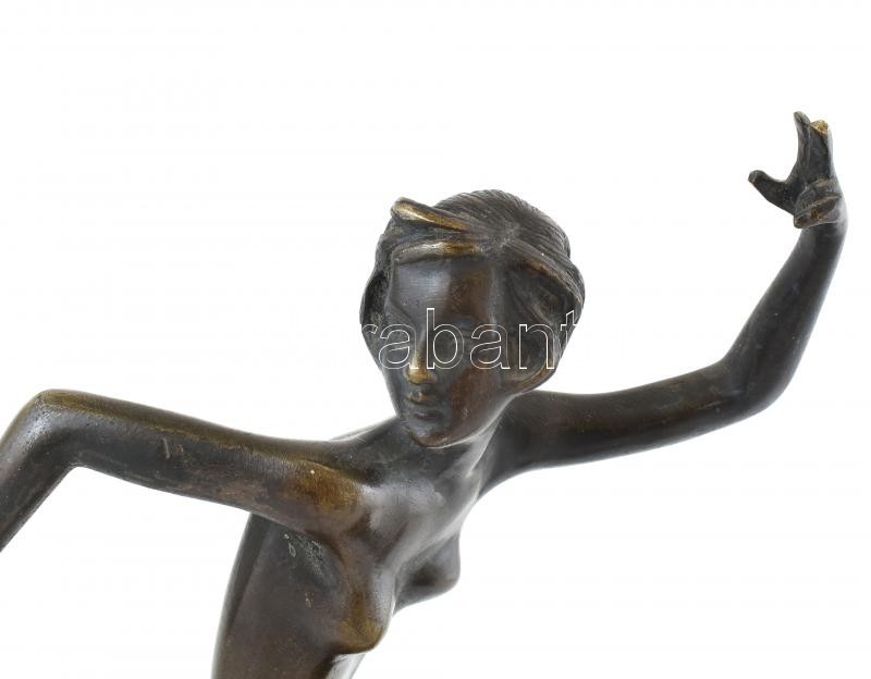 Bakonyi Sándor (1892-1937): Art deco táncos. Bronz fa alapon 32 cm jelzett - Image 4
