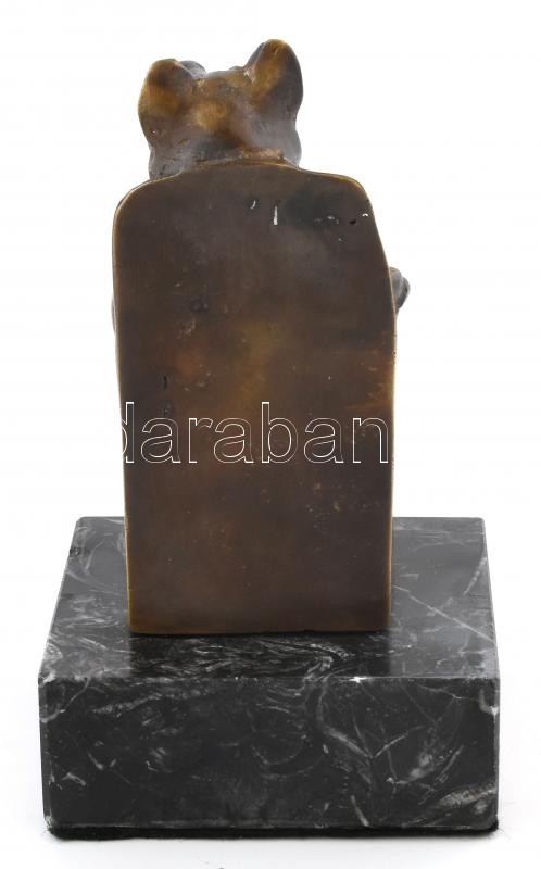 Napoleon Állatfarm fő disznó bronz szobor. Bronz, márvány alapon. 15 cm - Image 3