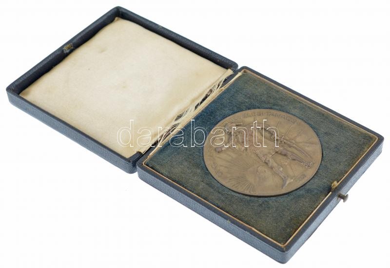 Berán Lajos (1882-1943) ~1930. 'Országos Testnevelési Tanács' ezüsötzött bronz emlékérem eredeti tokban (60mm) T:1- - Image 3