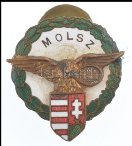 ~1930-1940. 'MOLSZ (Magyar Országos Lawn Tennis Szövetség) zománcozott bronz gomblyukjelvény (22x21mm) T:2 zománchiba