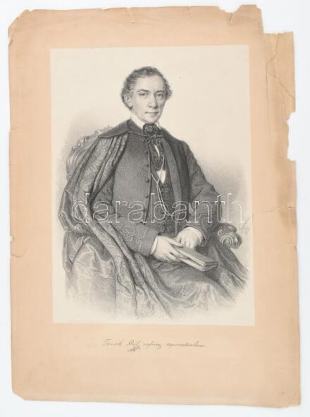 Barabás Miklós (1810-1898) rajza után: Török Pál reform. szuperintendens. Litográfia, papír. Jelzett a litográfián. Lapszéli sérülésekkel. 35,5x25,5 cm