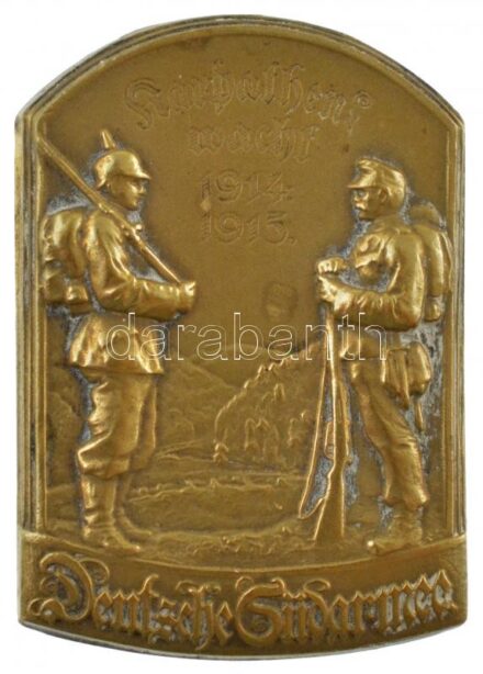 Német Birodalom 1915. 'Kárpáti őrség 1914-1915 - Déli Német Hadsereg' bronz lemezjelvény, hátoldalon 'ENT[...]HPTM SWOBODA AUSGEF ATEILER GURSCHNER WIEN VII/2' (38x27mm) T:1- / German Empire 1915. 'Karpathen wacht 1914-1915 - Deutsche