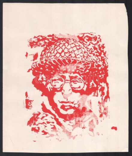 Vietnámban szolgáló amerikai katonát ábrázoló nyomat, 25x21 cm + Távol-keleti szövetkép (labdázó gyerekek), paszpartuban, 22x22 cm