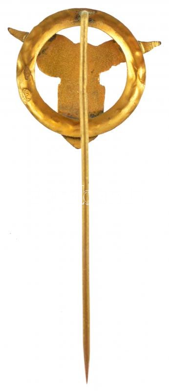 ~1930-1940. A Magyar Országos Lawn Tennis Szövetség zománcozott, aranyozott bronz jelvénye (20x21mm) T:1-,2 kissé kopott aranyozás - Image 2