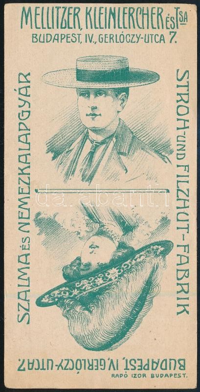 cca 1910 Mellitzer Kleinlercher és Társa szalma és nemezkalapgyár számolócédula