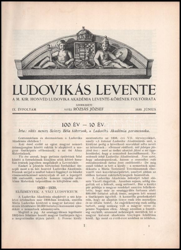 1930 A Ludovikás Levente IX. évfolyamának júniusi száma - Image 2