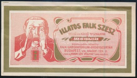 cca 1920 Illatos Falk szesz, szecessziós számolócédula