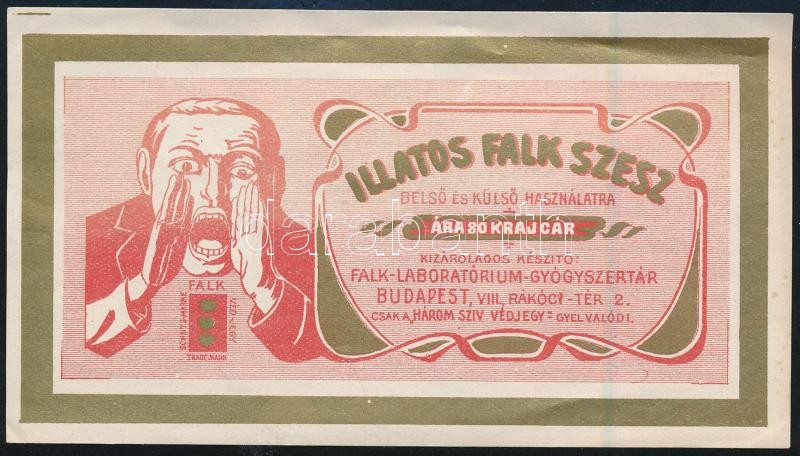 cca 1920 Illatos Falk szesz, szecessziós számolócédula