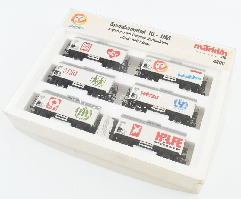 Märklin H0 4400 cikkszámú vasútmodell, teherkocsi szett (gyermekjótékonyság, UNICEF), újszerű állapotban, eredeti dobozában / Märklin H0 No. 4400 model railway, freight carriage set (child help, UNICEF), in good condition, in original - Image 2