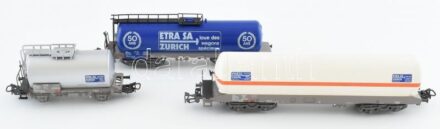 Märklin H0 4787 cikkszámú vasútmodell, tartálykocsi szett (ETRA AG Zürich 50. jubileum), újszerű állapotban, eredeti dobozában / Märklin H0 No. 4787 model railway, tank carriage set (ETRA AG Zürich 50th Anniversary), in good condition,
