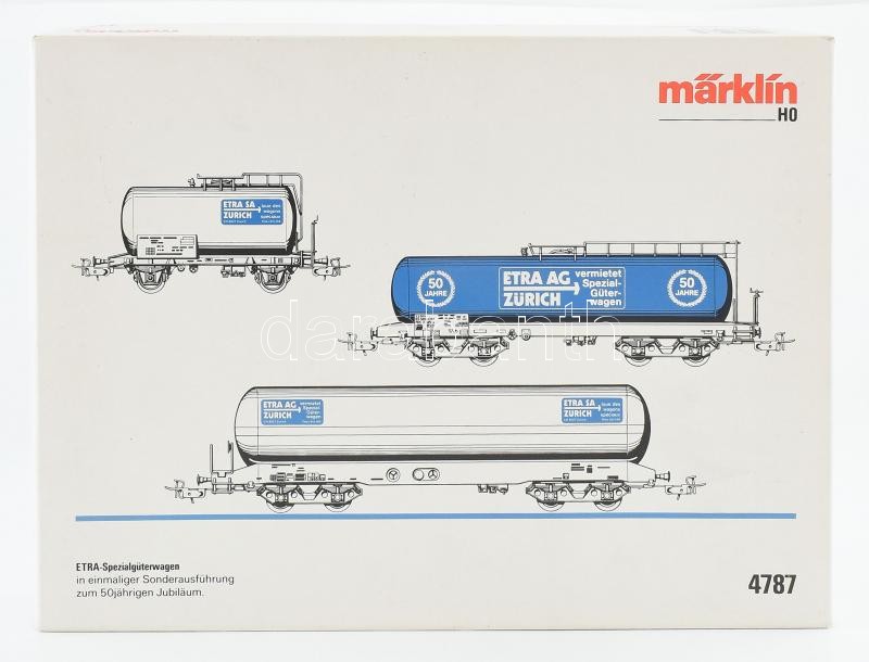 Märklin H0 4787 cikkszámú vasútmodell, tartálykocsi szett (ETRA AG Zürich 50. jubileum), újszerű állapotban, eredeti dobozában / Märklin H0 No. 4787 model railway, tank carriage set (ETRA AG Zürich 50th Anniversary), in good condition, - Image 2