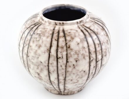 Hódmezővásárhelyi retró, nagyméretű kaspó, színes mázakkal festett kerámia, jelzés nélkül, hibátlan, m: 22 cm, d: 23 cm