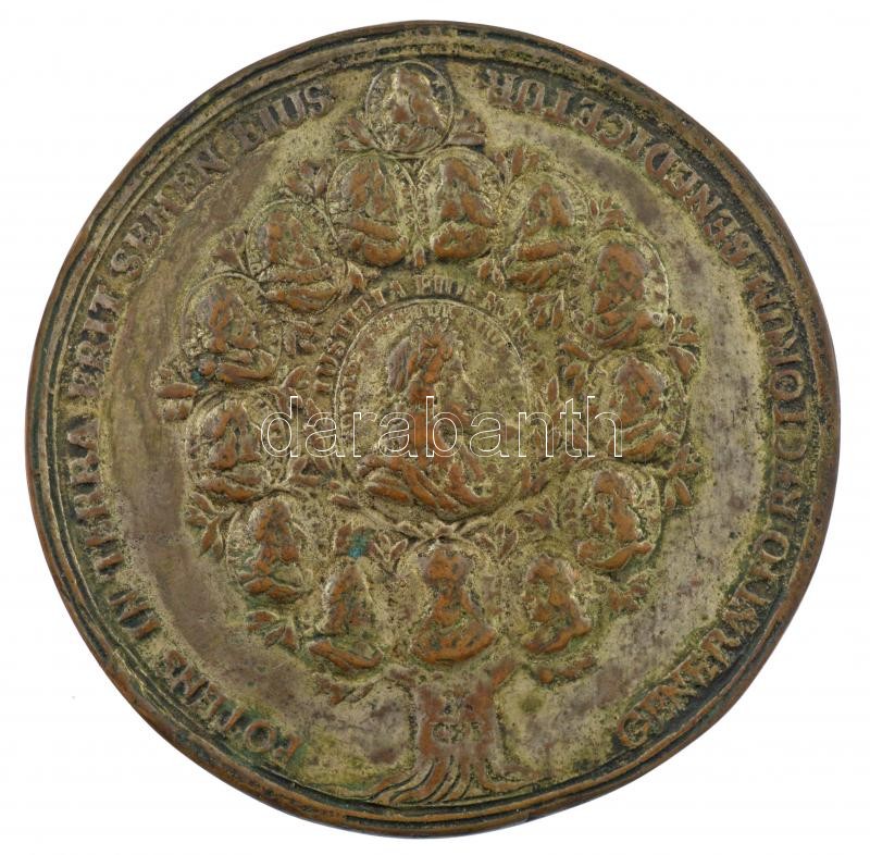 Ausztria (?) DN 'I. József' kétoldalas ezüstözött bronz emlékérem 'JOSEPHUS I D.C. ROM ET HUNG. REX - DOMINUM PORMIDABUNT ADVERSARY PEUS ET DABIT IMPERIUM REGI SUG / POTENS IN TERRA ERIT SEMEN EIUS - GENERATIO RECTORUM BENEDICETUR' (78mm)