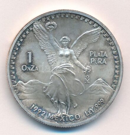 Mexikó 1992. 'Szabadság' befektetési ezüst érem (1 uncia/31,37g/0.999/35mm) T:2 patina Mexico 1992.'Liberty' investment silver coin (1oz/31,37g/0.999/35mm) C:XF patina