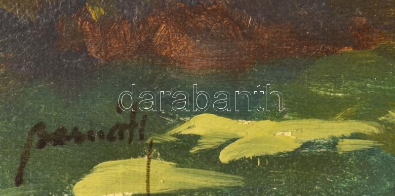 Bernáth Ilma (1891-1961). Napfényes parkrészlet. Olaj, vászon, jelezve balra lent. Dekoratív, áttört, régi fakeretben. 40x50 cm - Image 2