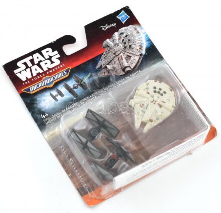 Hasbro Disney Star Wars Micromachines, Millennium Falcon és TIE Fighter, 3 db mini űrhajó, eredeti csomagolásban, bontott állapot