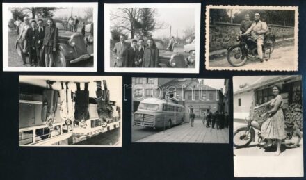 cca 1960-1970 8 db motoros-autós fotó, 6×8,5 és 9×12,5 cm közötti méretekben