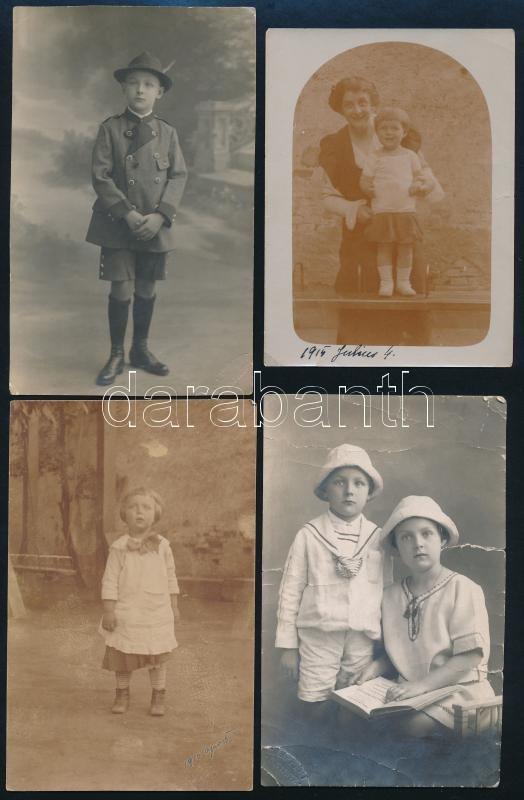 cca 1915-30 Beszterce/Bistritz/Bistrita, magyar család tagjairól készült össz. 9 db fotó, többségében névvel feliratozott, részben datált gyerekportréval, 2 db sérült 7×5 és 13x9 cm közörii méretekben /9 photos of a Hungarian - Image 2