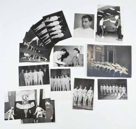 15 db fotó vívókról, 12×18 és 20×26 cm közötti méretekben