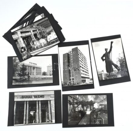 Sztálinváros / Dunaújváros, 11 db fotó, közte a Dunai Vasmű képe, kartonra ragasztva, 24×18 cm